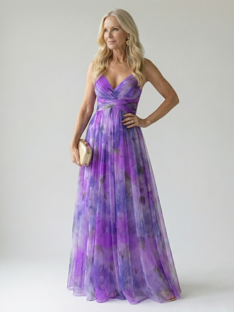 Wrap Bodice Cami Maxi Dress – Purple