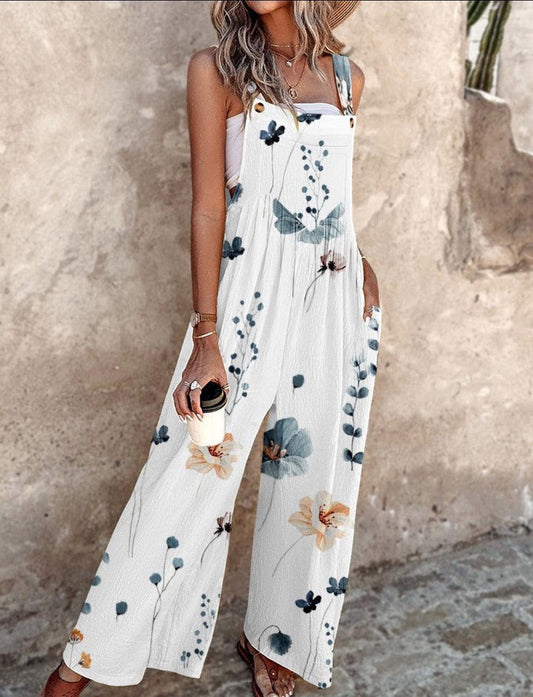 Leaf Print Sleeveless Wide Leg Jumpsuit – view 2