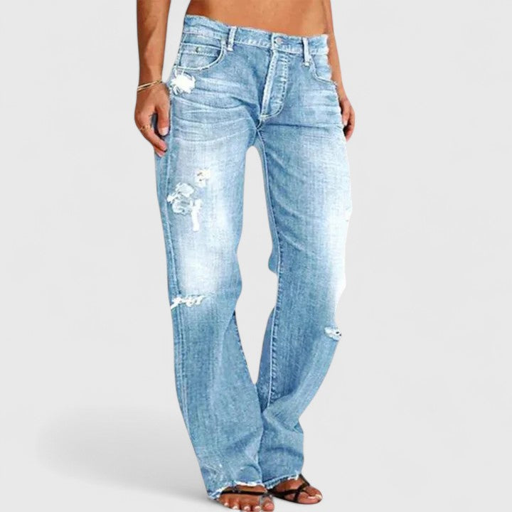 High Stretch Straight Leg Jeans – Light Blue