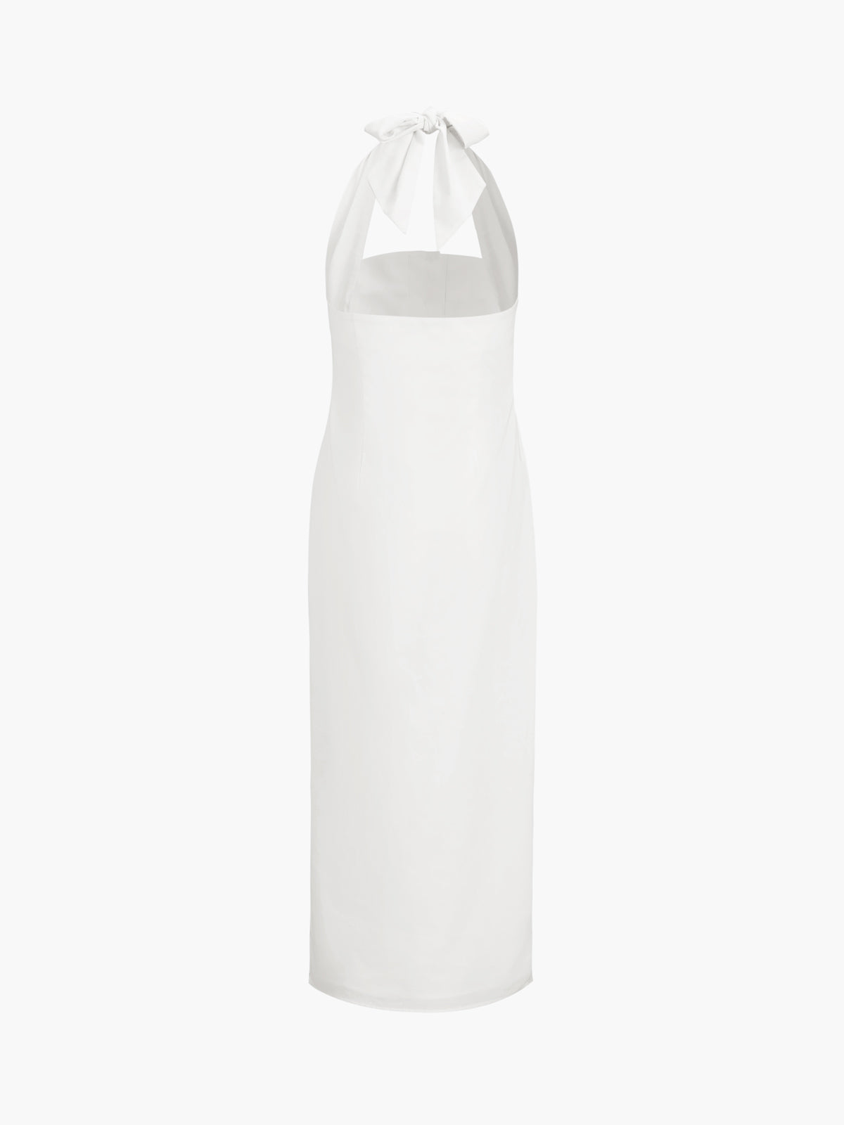 White Cotton Halter Button-Front Midi Dress – view 6