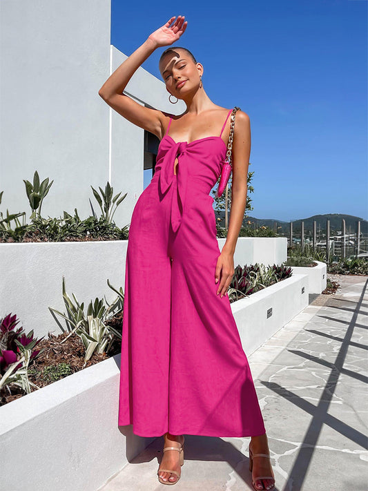 Pink Cotton Twist Detail Jumpsuit – view 2
