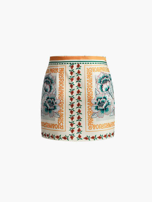Resort Print Asymmetric Mini Skirt – view 2