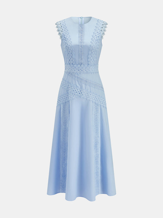 Light Blue Lace Panel Sleeveless Maxi Dress – view 2