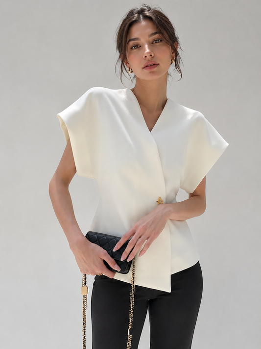 Sleeveless V-Neck Button-Down Blouse – view 2