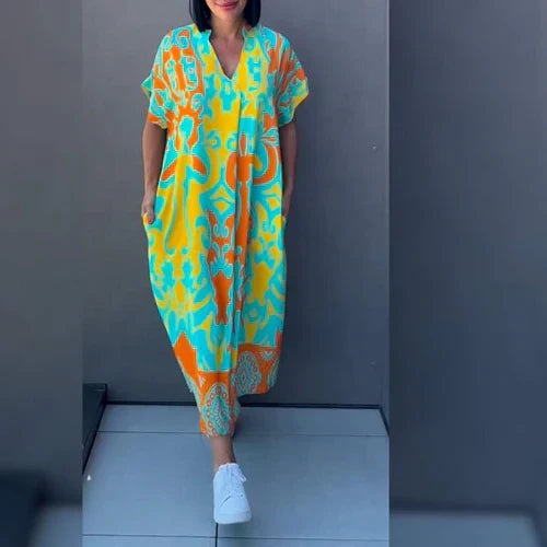 Floral Wrap Style Maxi Dress – Green