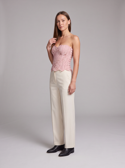 Pink Lace Corset Top – three-quarter front view