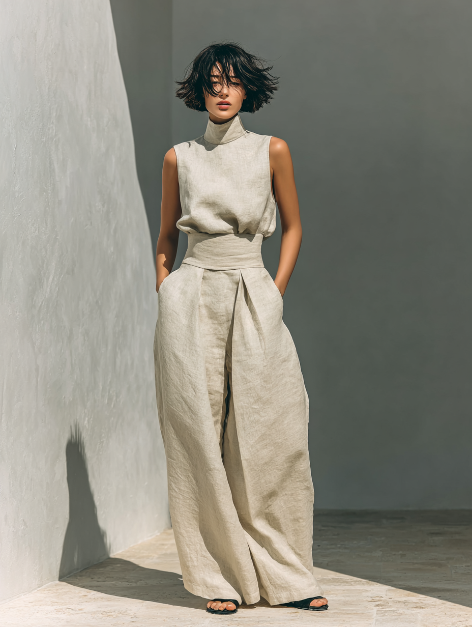 Sleeveless Blouse and Wide Leg Pants Set – view 8