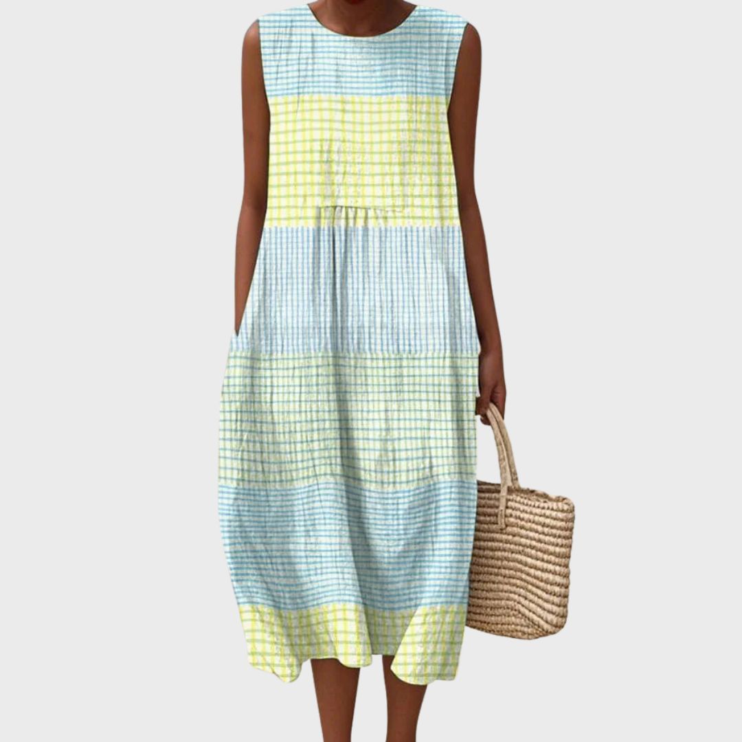Sleeveless Printed Shift Midi Dress – Multicolour 1