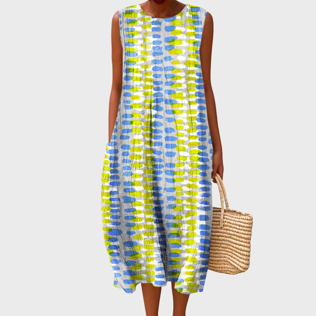 Sleeveless Printed Shift Midi Dress – Multicolour 2