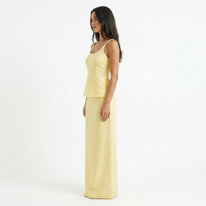 Lemon Lace-Up Top & Maxi Skirt Set – side view