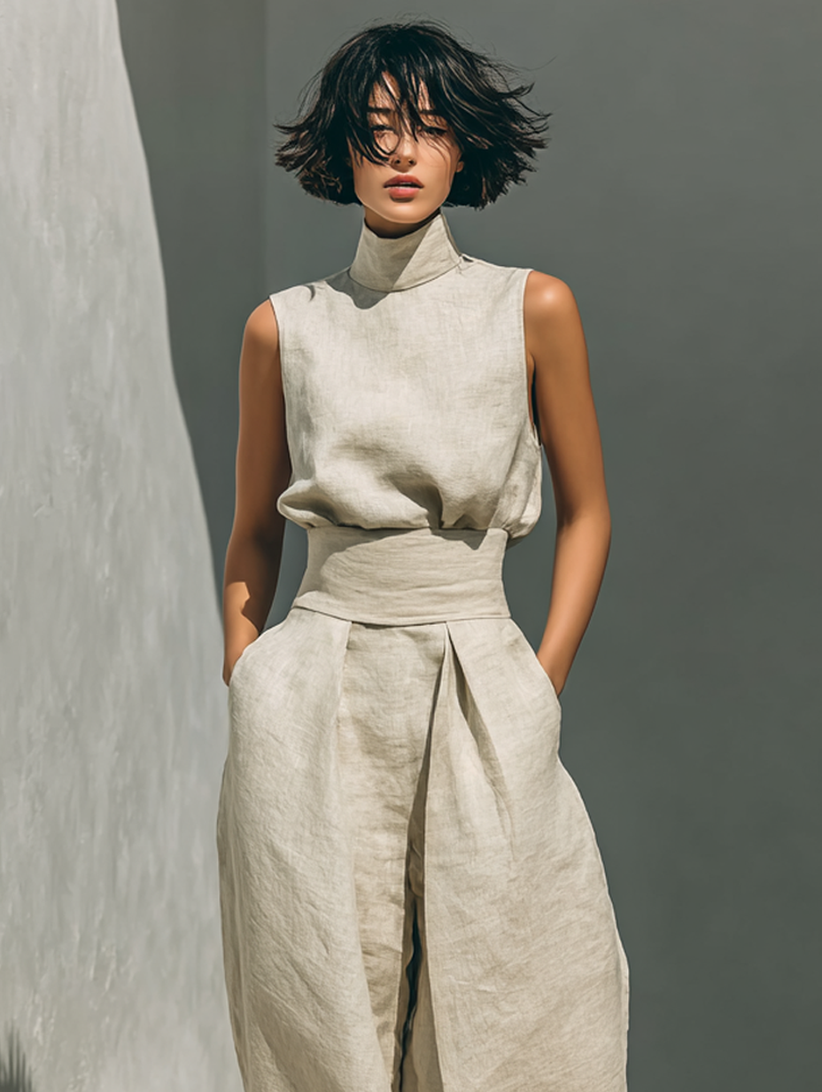 Sleeveless Blouse and Wide Leg Pants Set – view 6