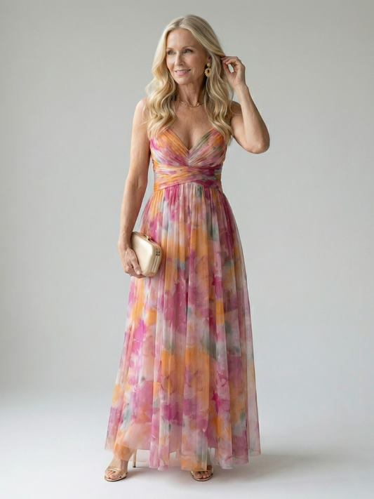 Wrap Bodice Cami Maxi Dress – Multicolour