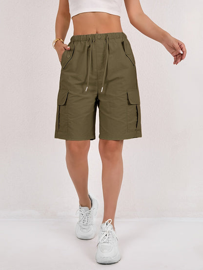 Quick Dry Mid Thigh Cargo Shorts – Olive