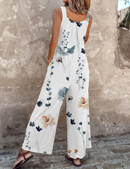 Leaf Print Sleeveless Wide Leg Jumpsuit – view 3