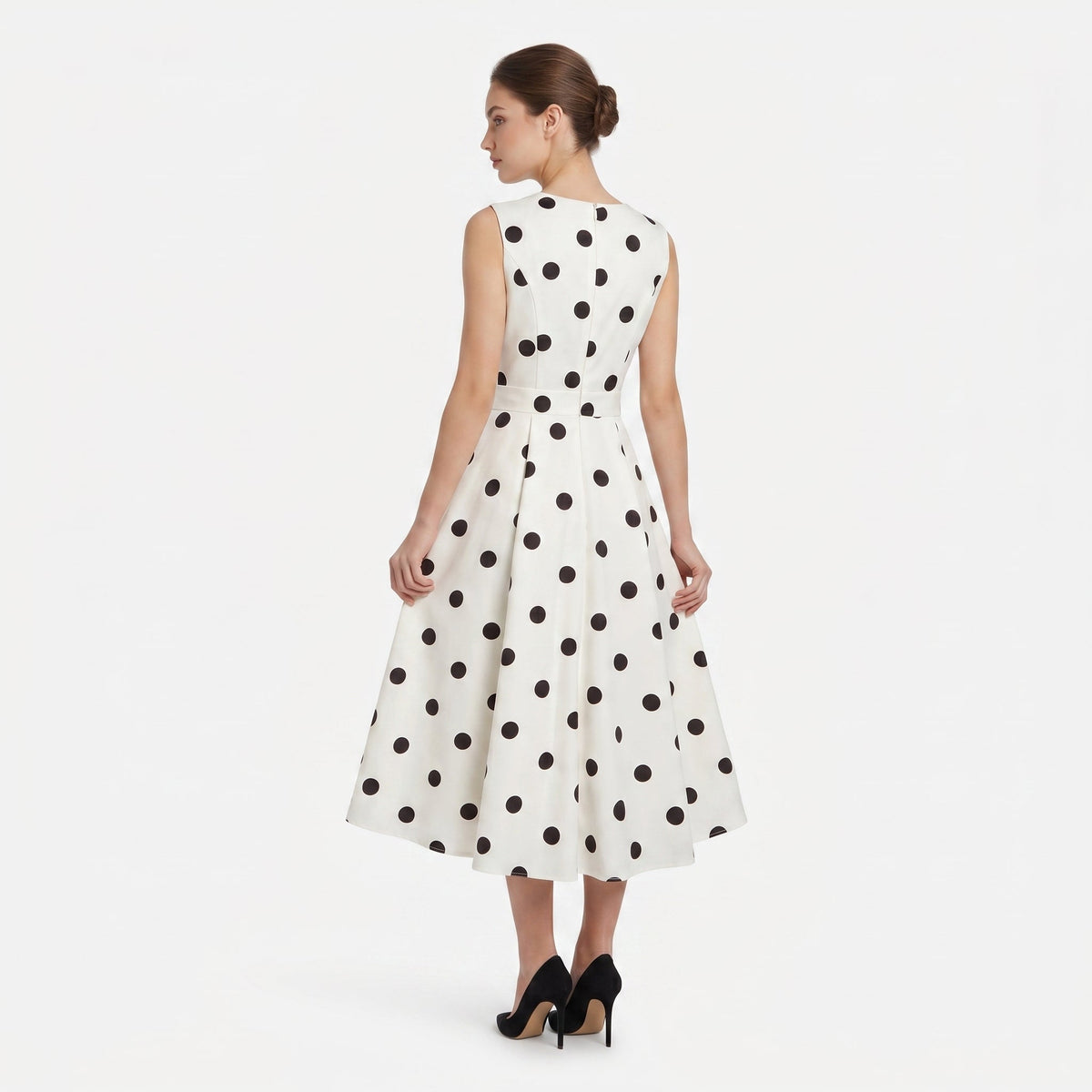 Polka Dot A-Line Midi Dress – back view