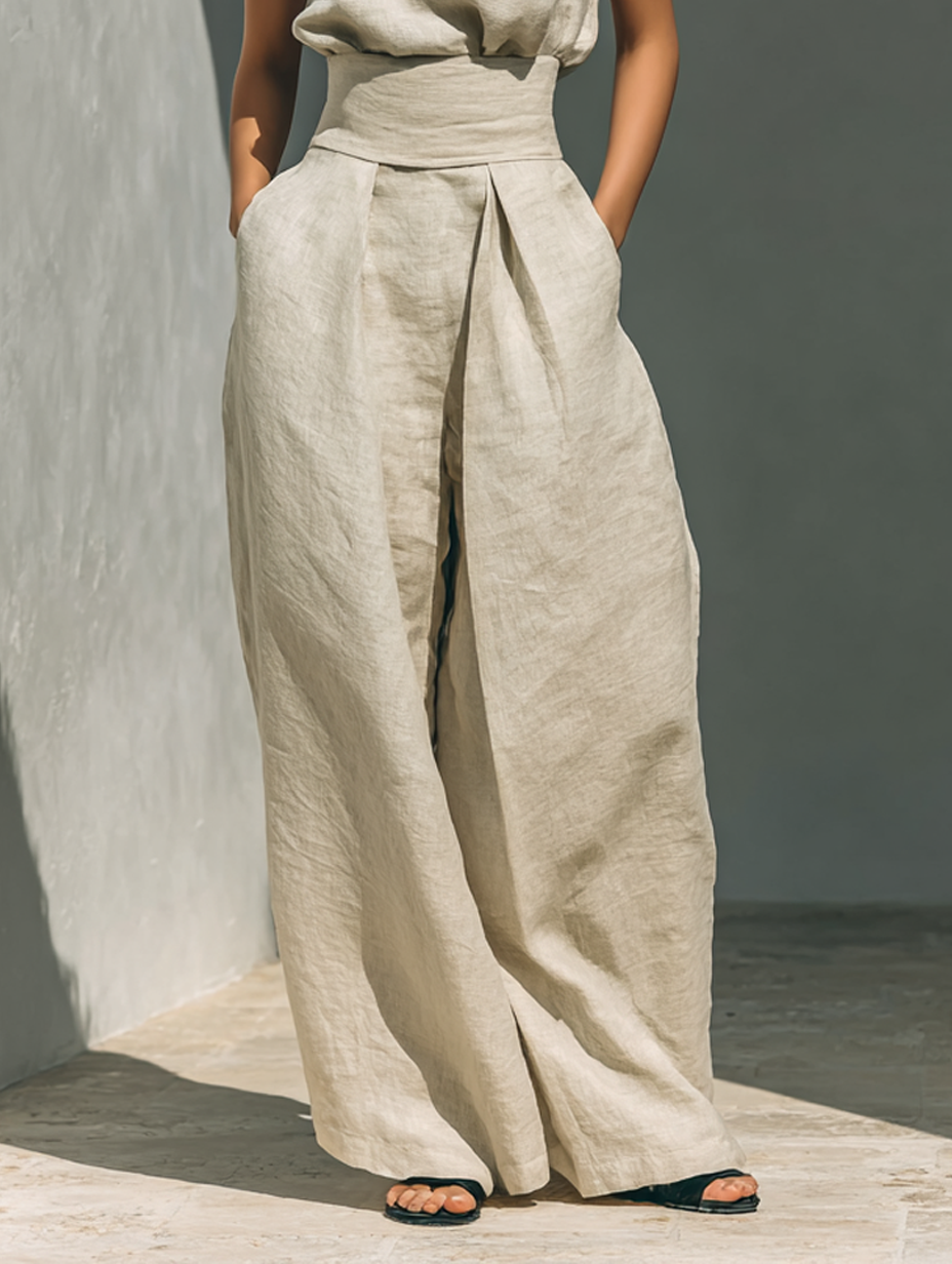 Sleeveless Blouse and Wide Leg Pants Set – view 7