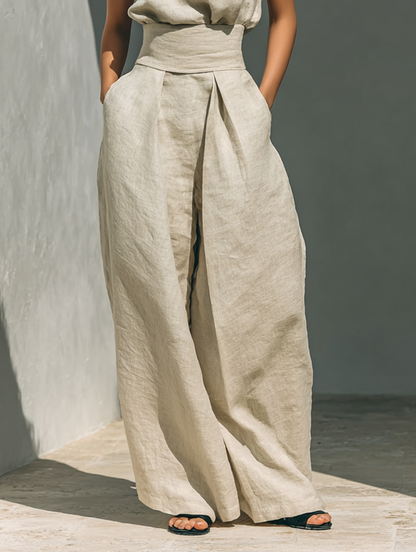 Sleeveless Blouse and Wide Leg Pants Set – view 7