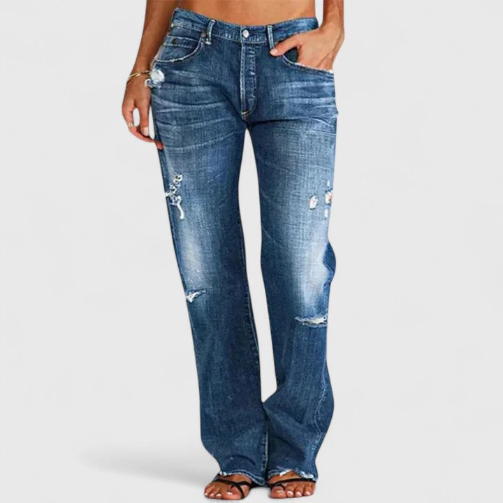 High Stretch Straight Leg Jeans – Dark Blue