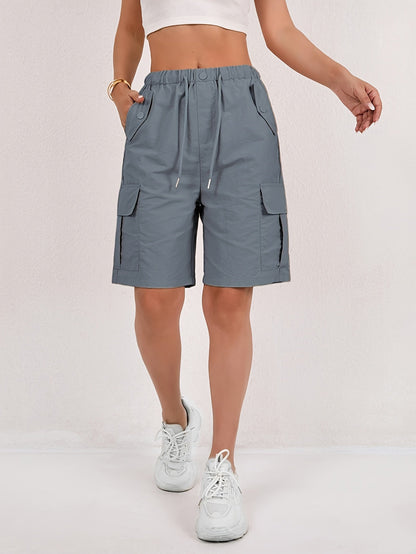 Quick Dry Mid Thigh Cargo Shorts – Grey