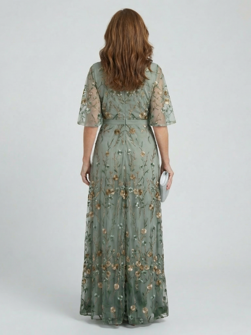 Sage Floral Halter Maxi Dress – view 4