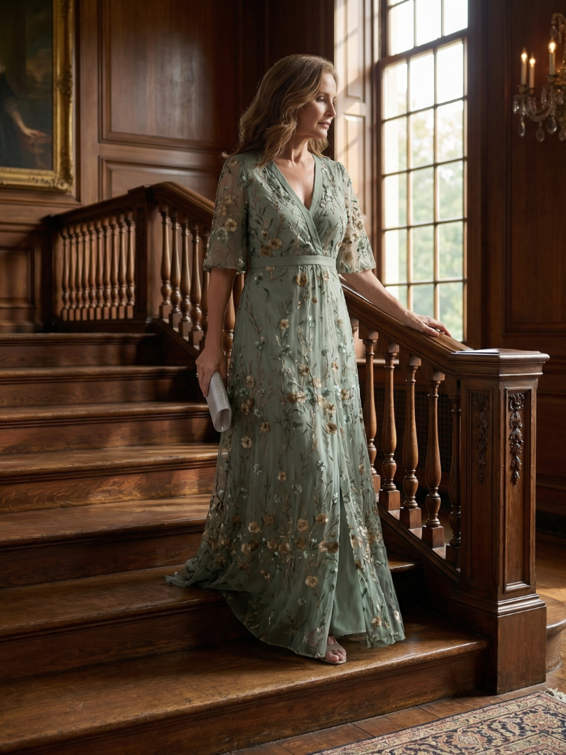 Sage Floral Halter Maxi Dress – view 5