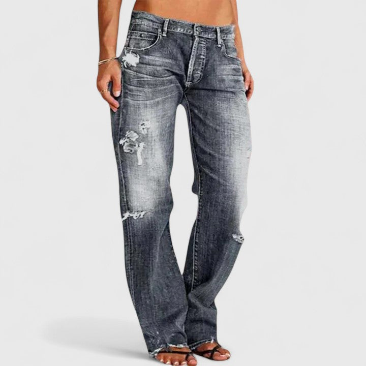 High Stretch Straight Leg Jeans – Grey