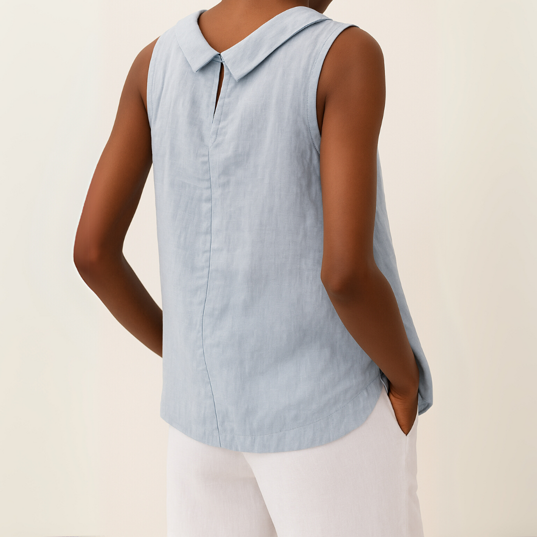 Pleated Collar Sleeveless Top – view 3