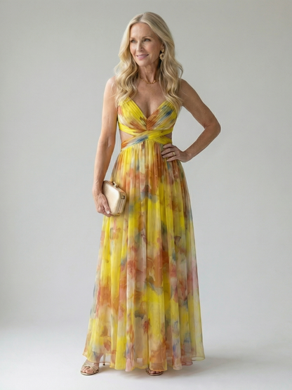 Wrap Bodice Cami Maxi Dress – Yellow