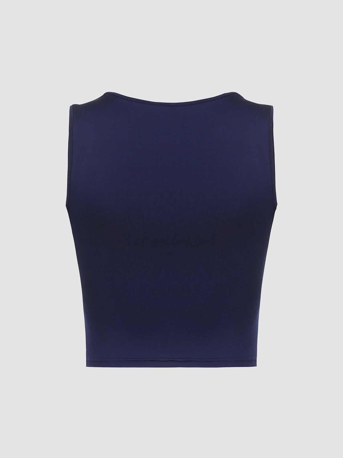 Navy Draped Square Neck Crop Tank Top – view 3