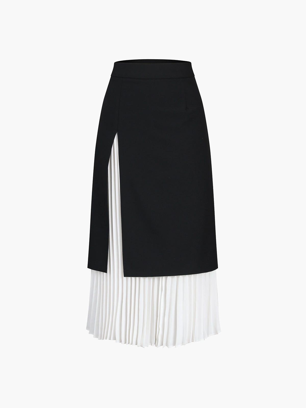Black Two-Tone Pleated Midi Skirt – view 2