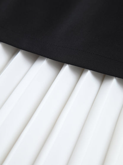 Black Two-Tone Pleated Midi Skirt – view 4