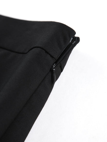 Black Two-Tone Pleated Midi Skirt – view 5