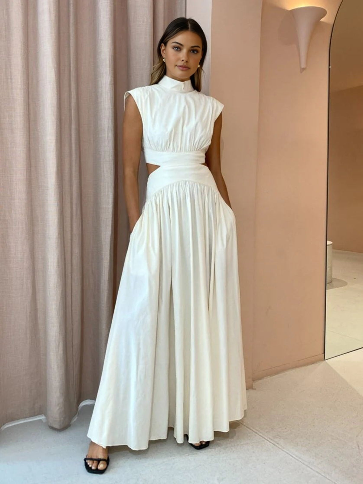 Mock Neck Cut-Out Maxi Dress – view 3