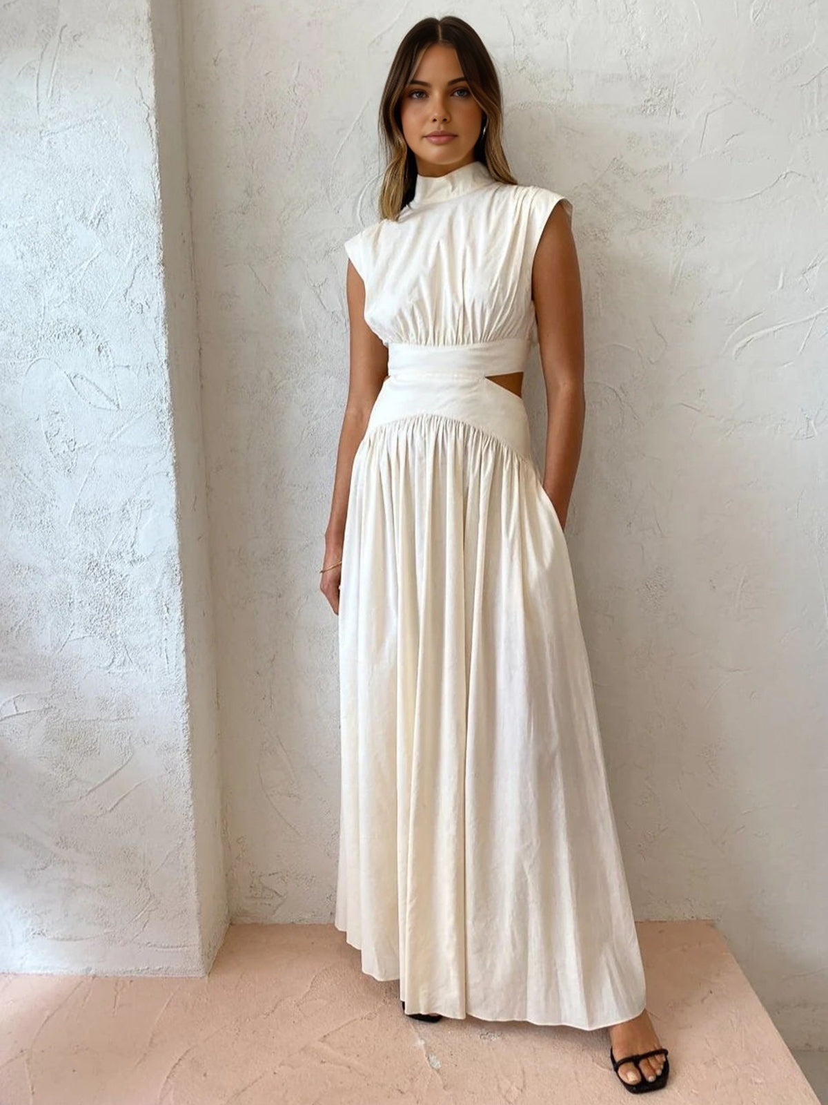 Mock Neck Cut-Out Maxi Dress