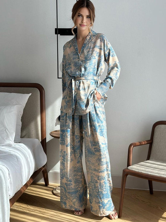 Multicolour Print Tie-Up Pants Set