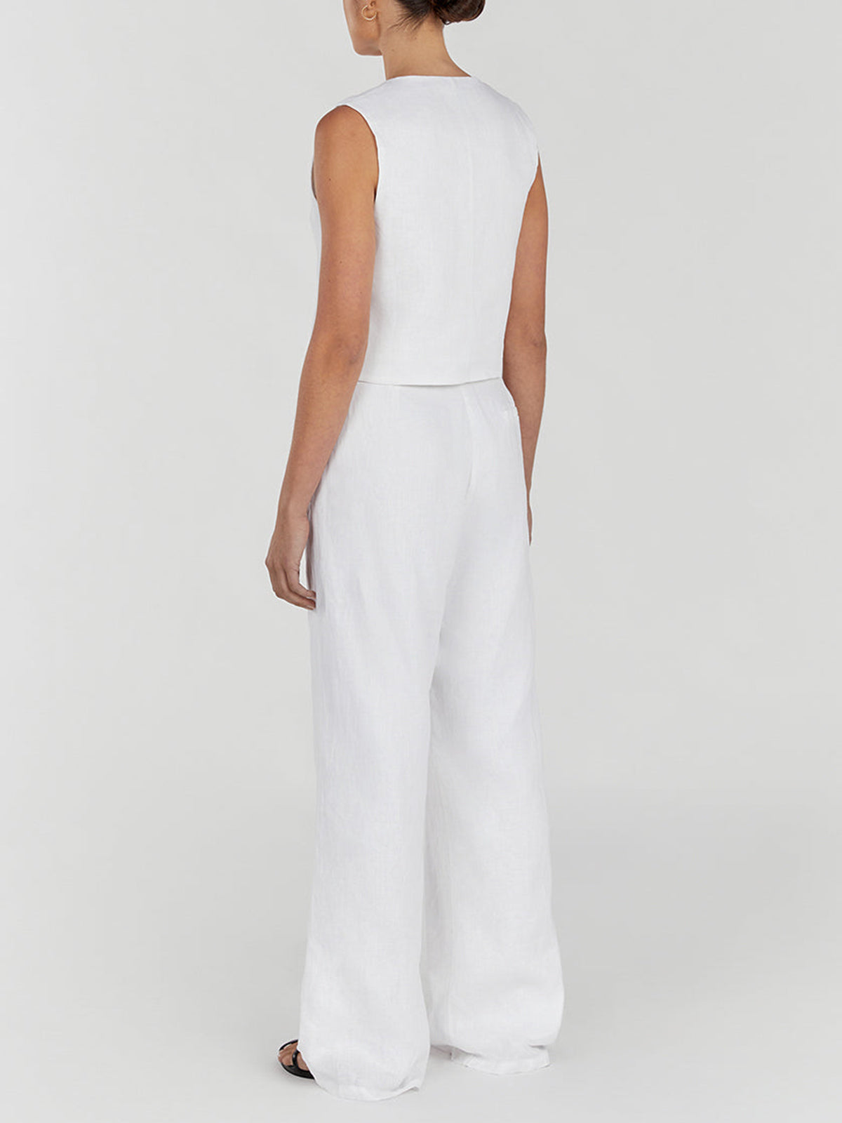 White Cotton Two-Piece Pants Set – view 5