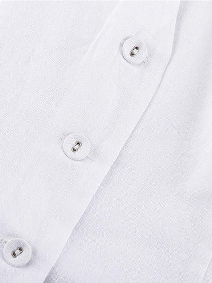 White Cotton Two-Piece Pants Set – view 4