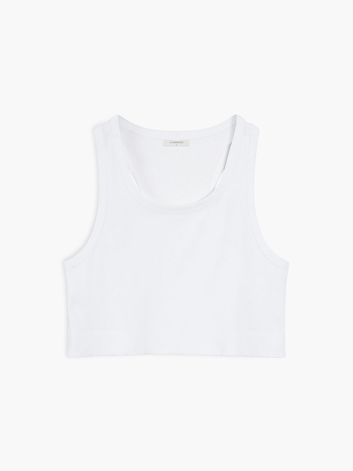 White Cotton Cropped Strappy Top – view 5