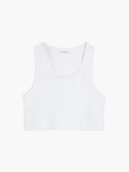 White Cotton Cropped Strappy Top – view 5