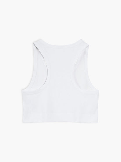 White Cotton Cropped Strappy Top – view 6