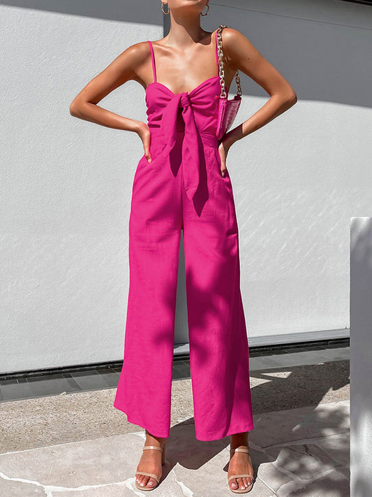 Pink Cotton Twist Detail Jumpsuit