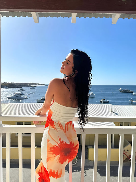 White Floral Strapless Tube Maxi Dress – view 2