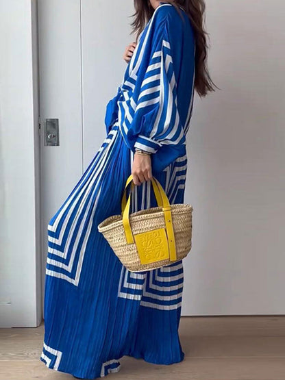 Blue Print Oversized Pants Set – view 2