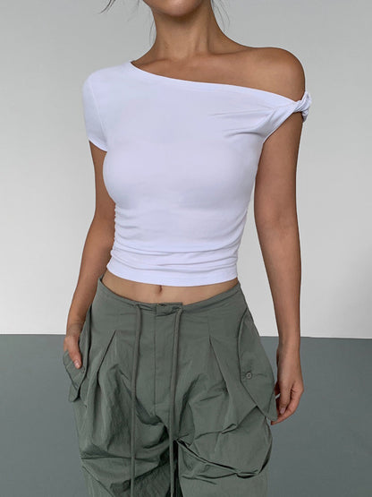 One-Shoulder Short Sleeve Crop Top – view 6
