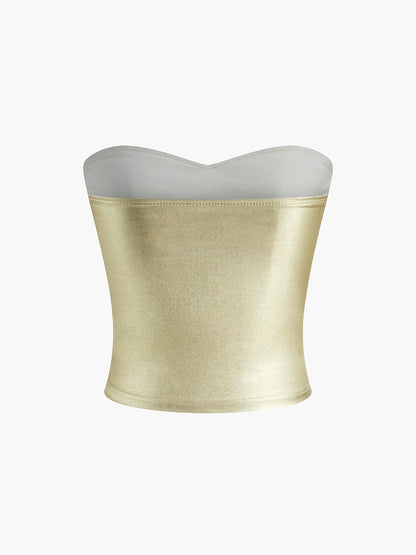 Gold Knit Sweetheart Tube Top – view 5