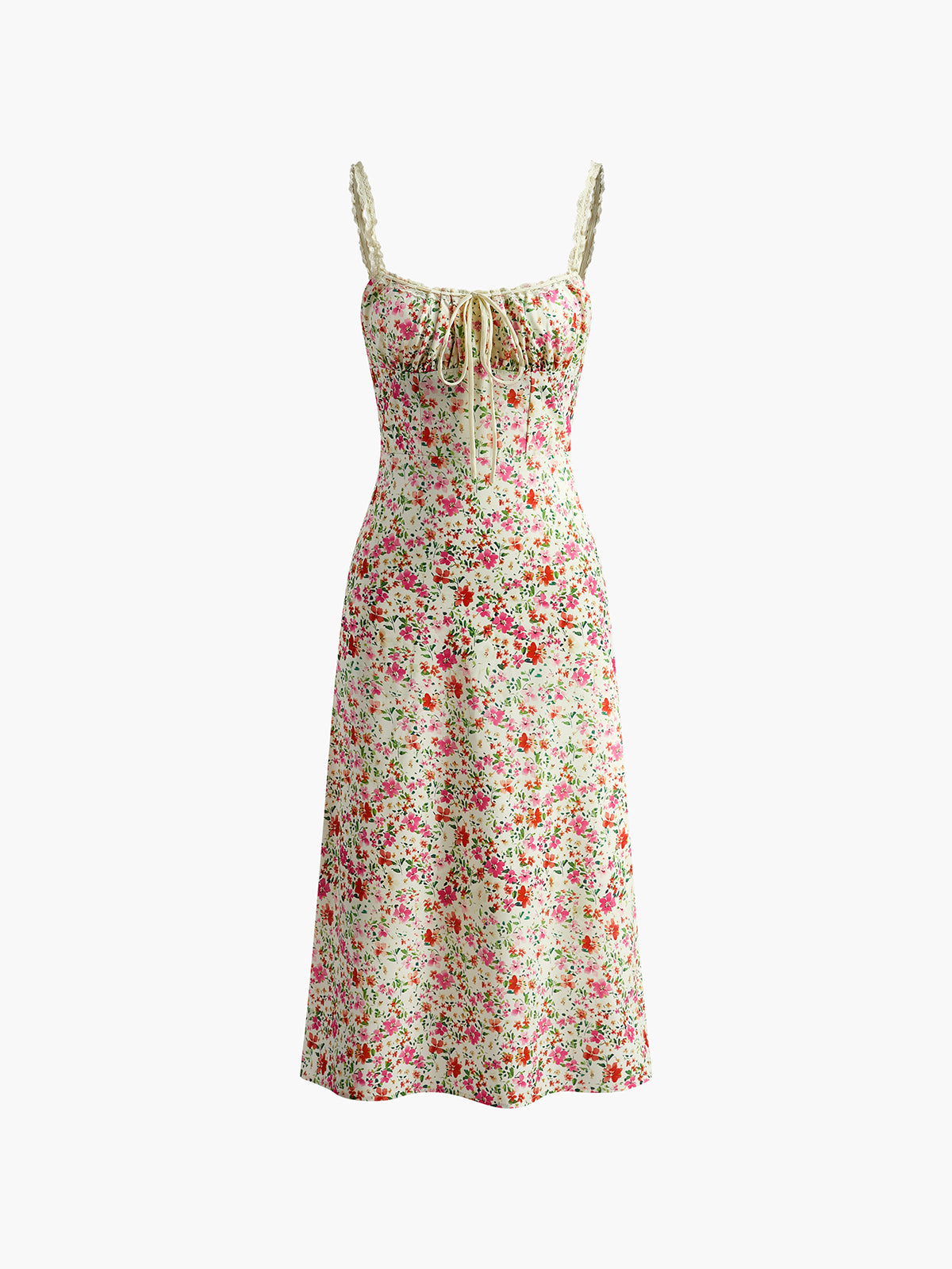 Floral Print Trim Cami Midi Dress – view 6