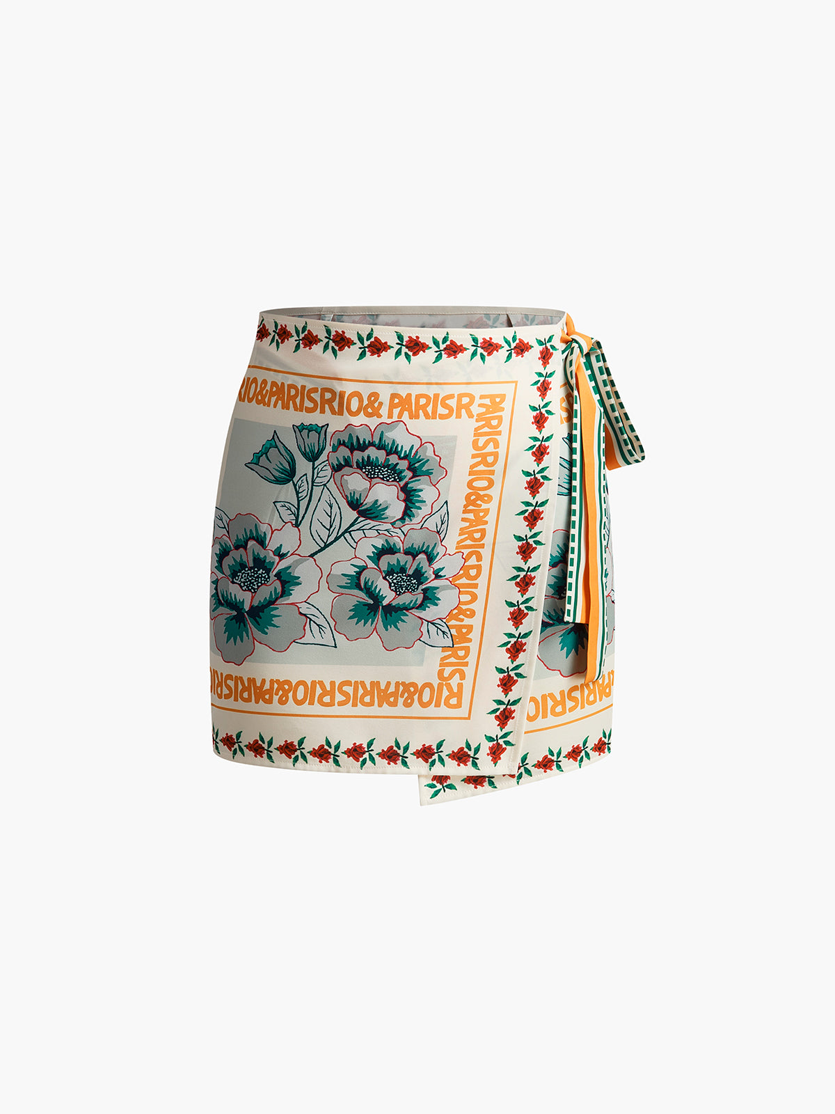 Resort Print Asymmetric Mini Skirt