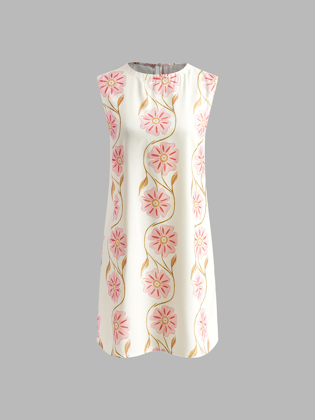 White Printed Linen Blend Mini Dress – view 5