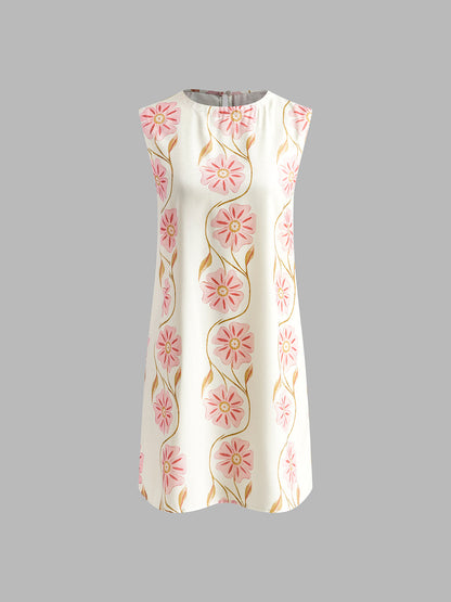 White Printed Linen Blend Mini Dress – view 5