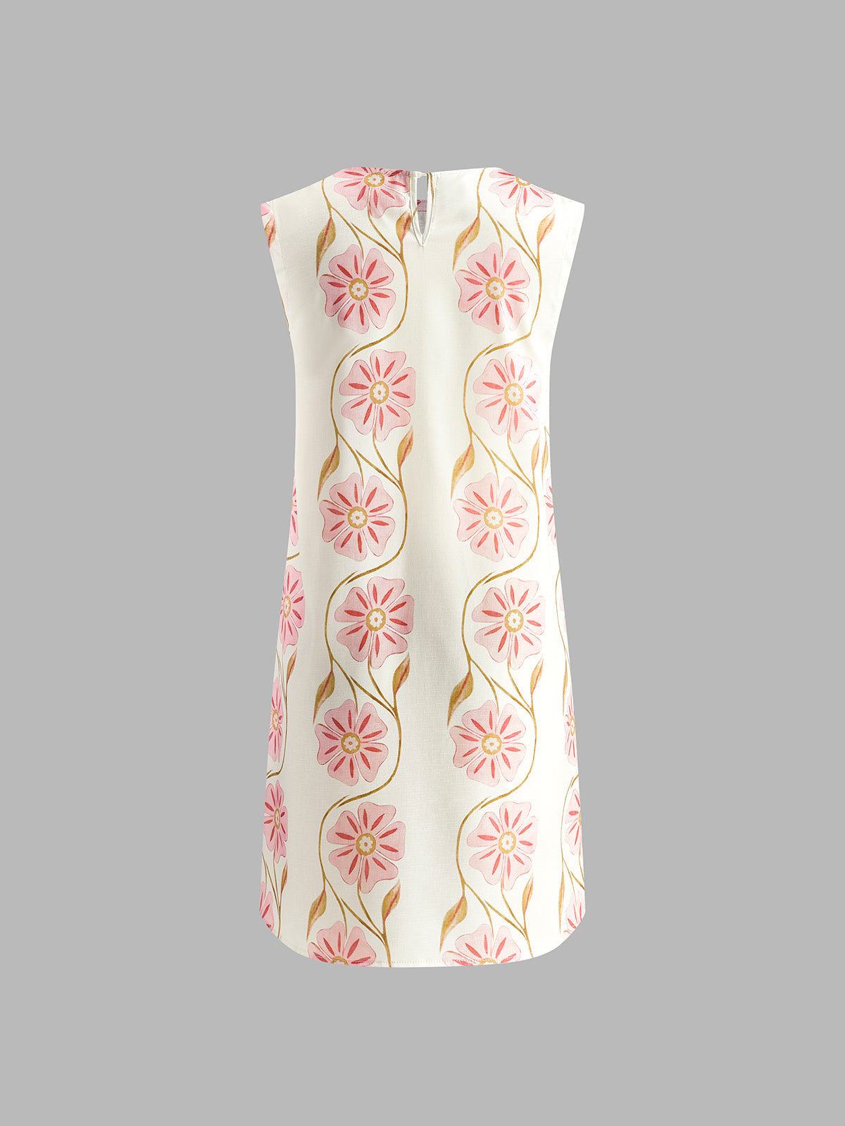 White Printed Linen Blend Mini Dress – view 6